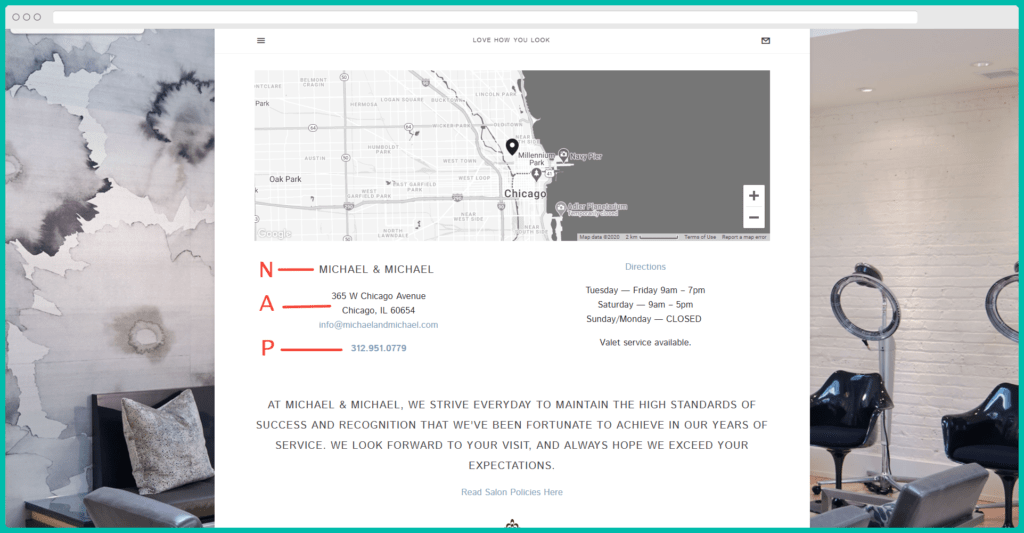 Dobry przykład NAP na stronie Kontakt
