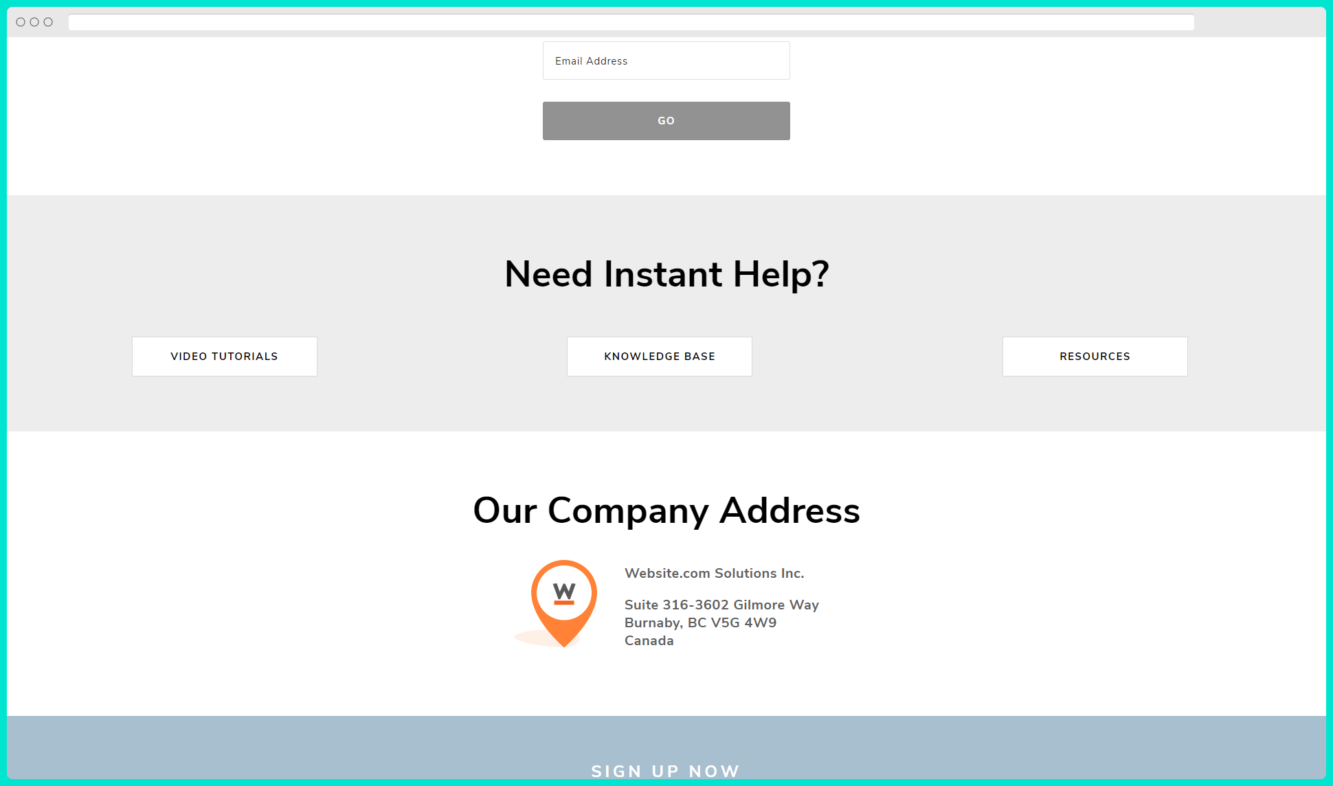 website.com strona kontaktowa seo przykład szybkie linki sekcja pomocy