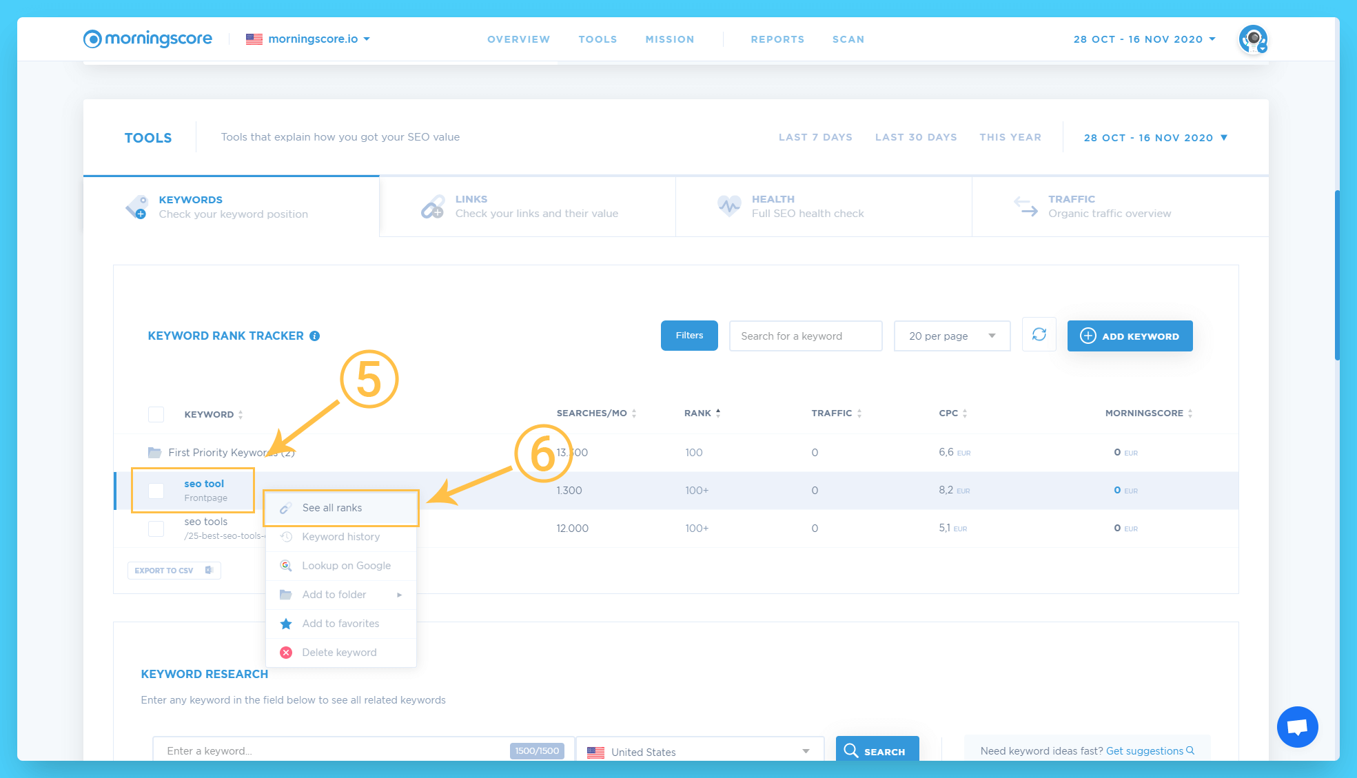 verificați dacă serp este același pentru cuvintele cheie singular vs plural pasul 3