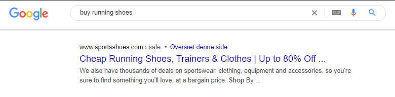 Заголовок тега, пример 3 транзакционная покупка кроссовок