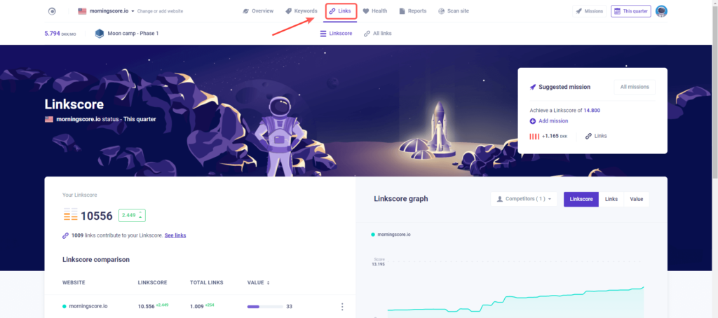 คลิกที่ลิงค์ในเมนูนำทาง