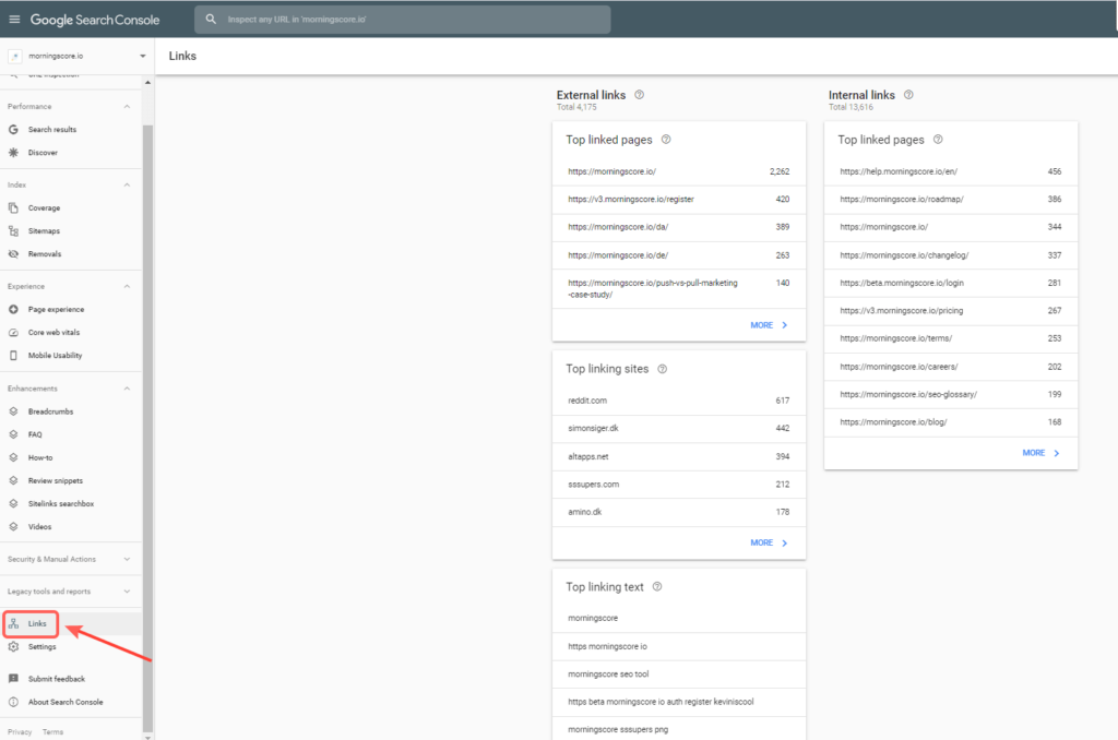 ในแถบด้านข้างให้เลื่อนลงแล้วคลิกลิงก์