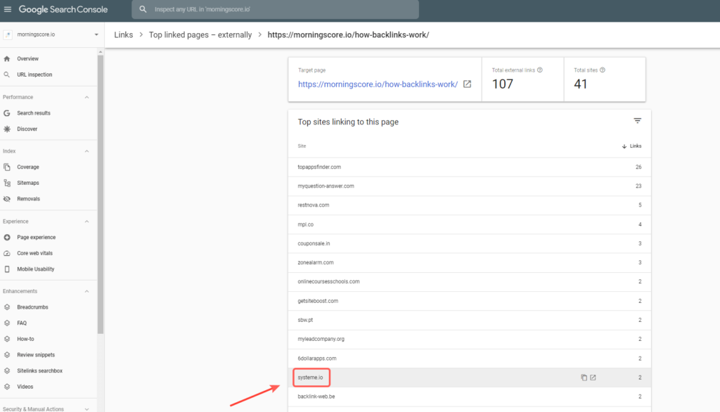 เลือกหน้าเพื่อดูโดเมนที่เชื่อมโยงทั้งหมด
